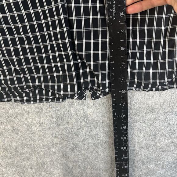 J Jill Tunic Top Small Petite Black White Plaid Button Back Long Sleeve Blouse - Picture 3 of 8